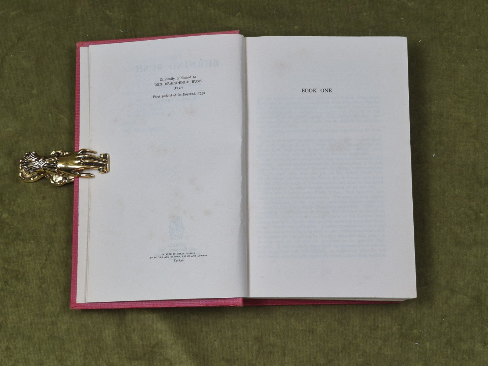 The Burning Bush by Sigrid Undset , Cassell 1st English 1932 HB5