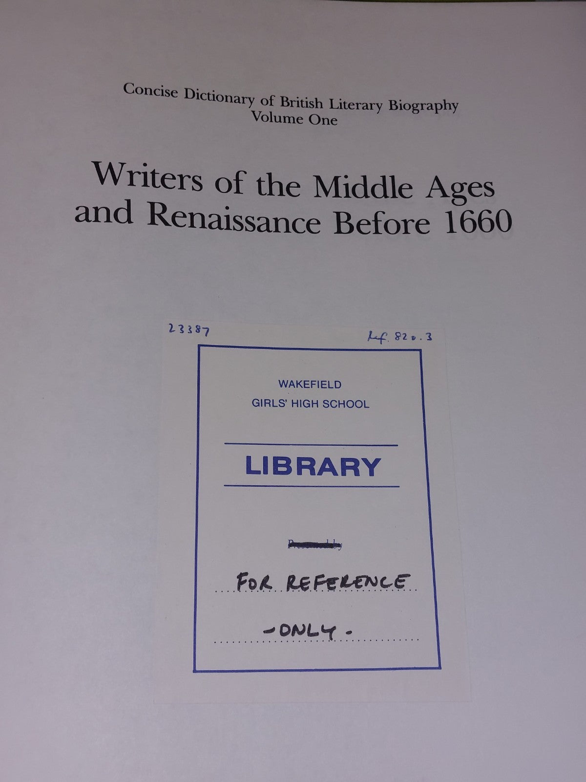 Concise Dictionary of British Literary Biography, 8 Volume Set (1992)6