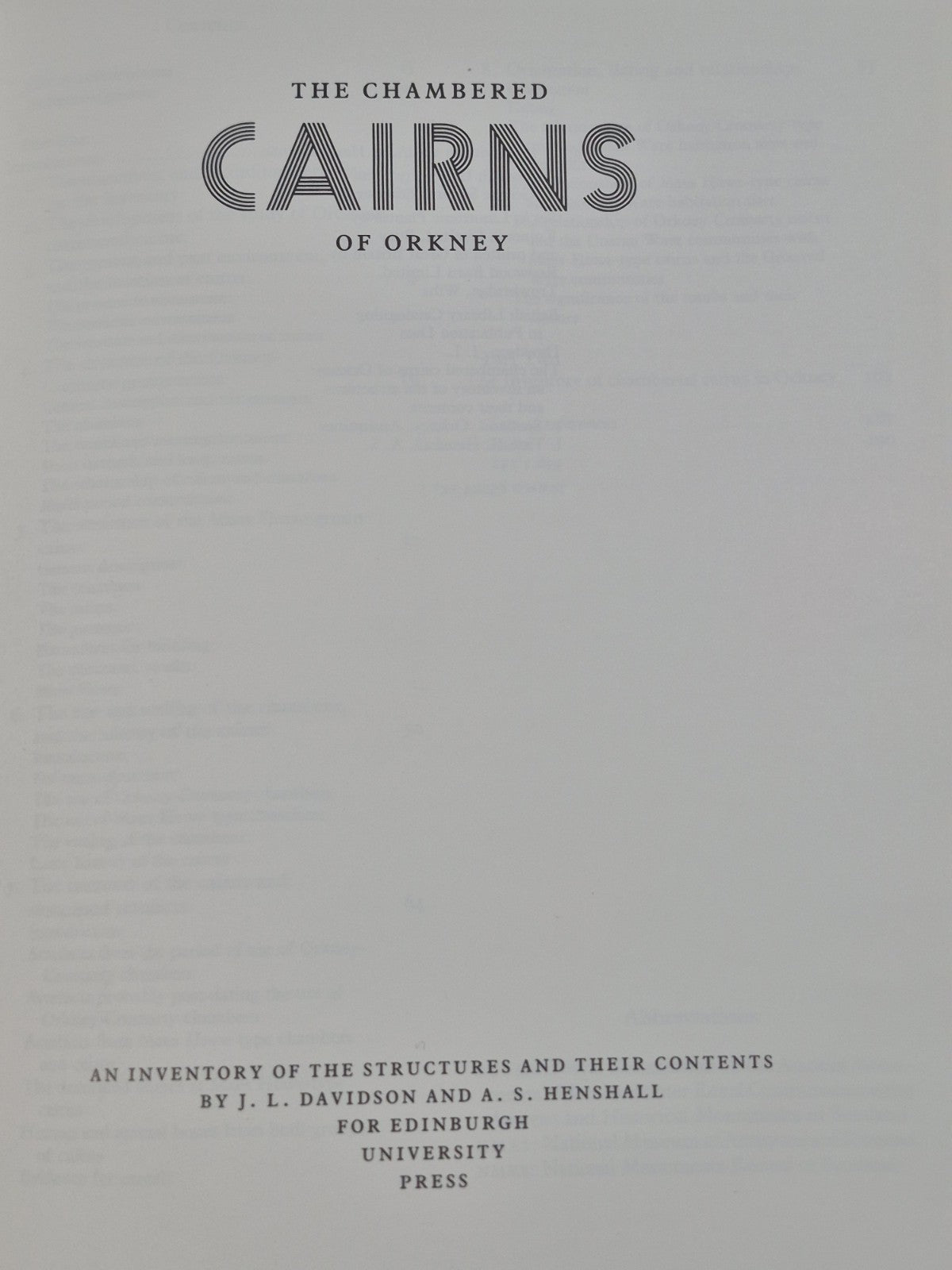 Chambered Cairns of Orkney J L Davidson A S Henshall3