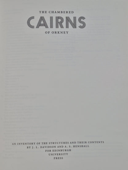 Chambered Cairns of Orkney J L Davidson A S Henshall3