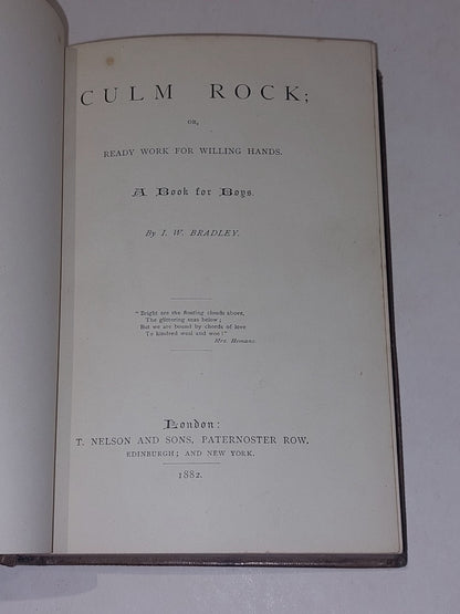 Culm Rock by I. Bradley Beautifully Bound 1882 19th Century Book For Boys3