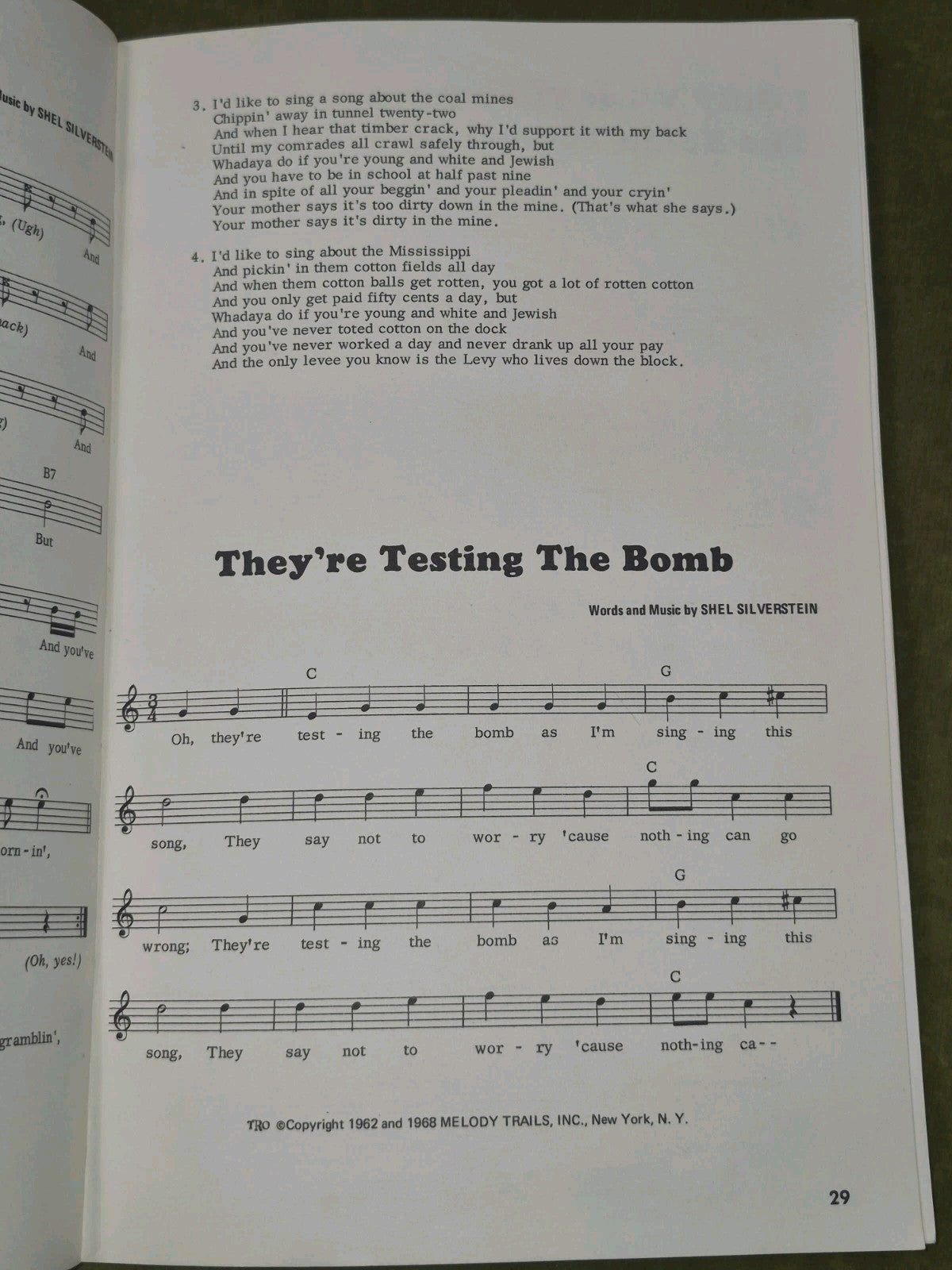 Dirty Feet A Collection Of Songs By Shel Silverstein TRO 1969 Sheet Music Book6