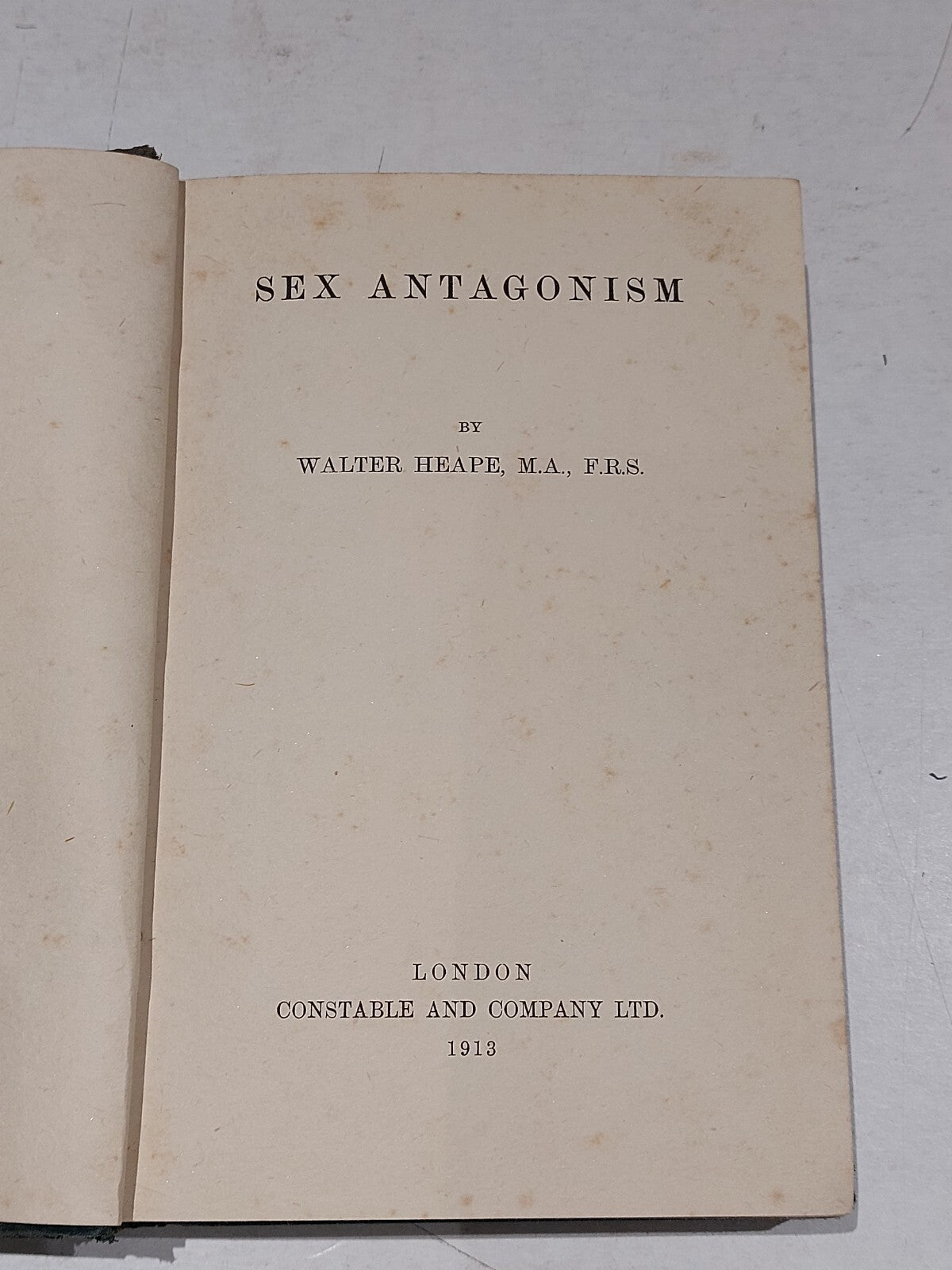 Antiquarian Book, Sex Antagonism By Walter Heape (1913) Hardback3