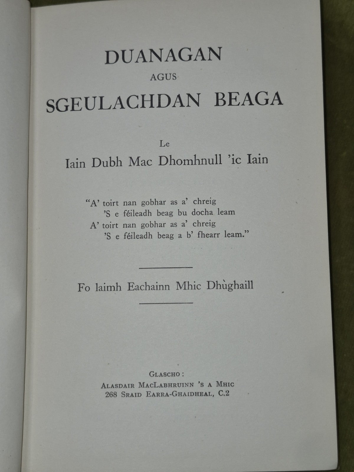 Duanagan Agus Sgeulachdan Beaga John Maclennan Storyettes 19373