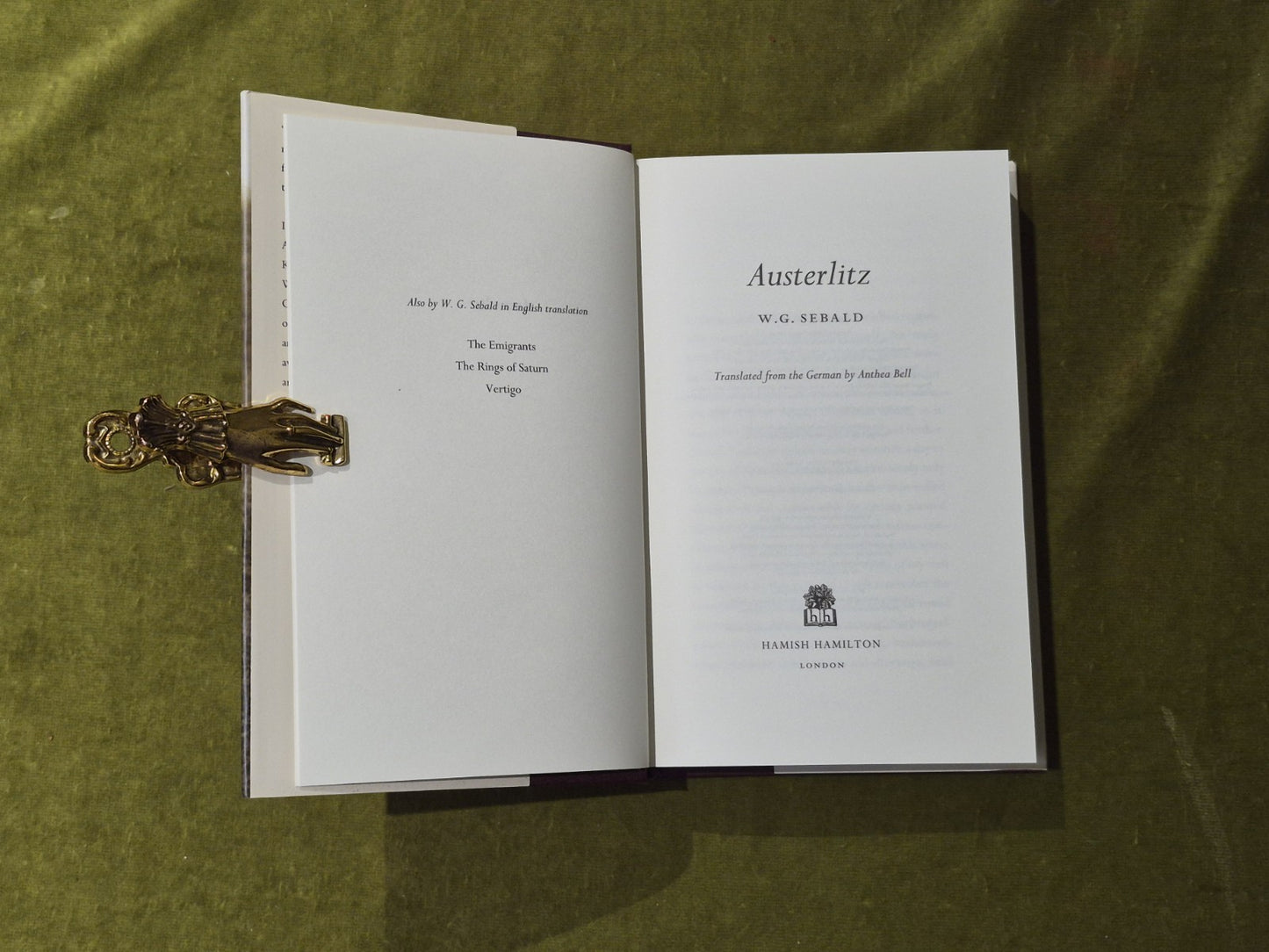 Austerlitz by W. G. Sebald , Hamish Hamilton 1st/1st UK ed 2001 , HB DJ3