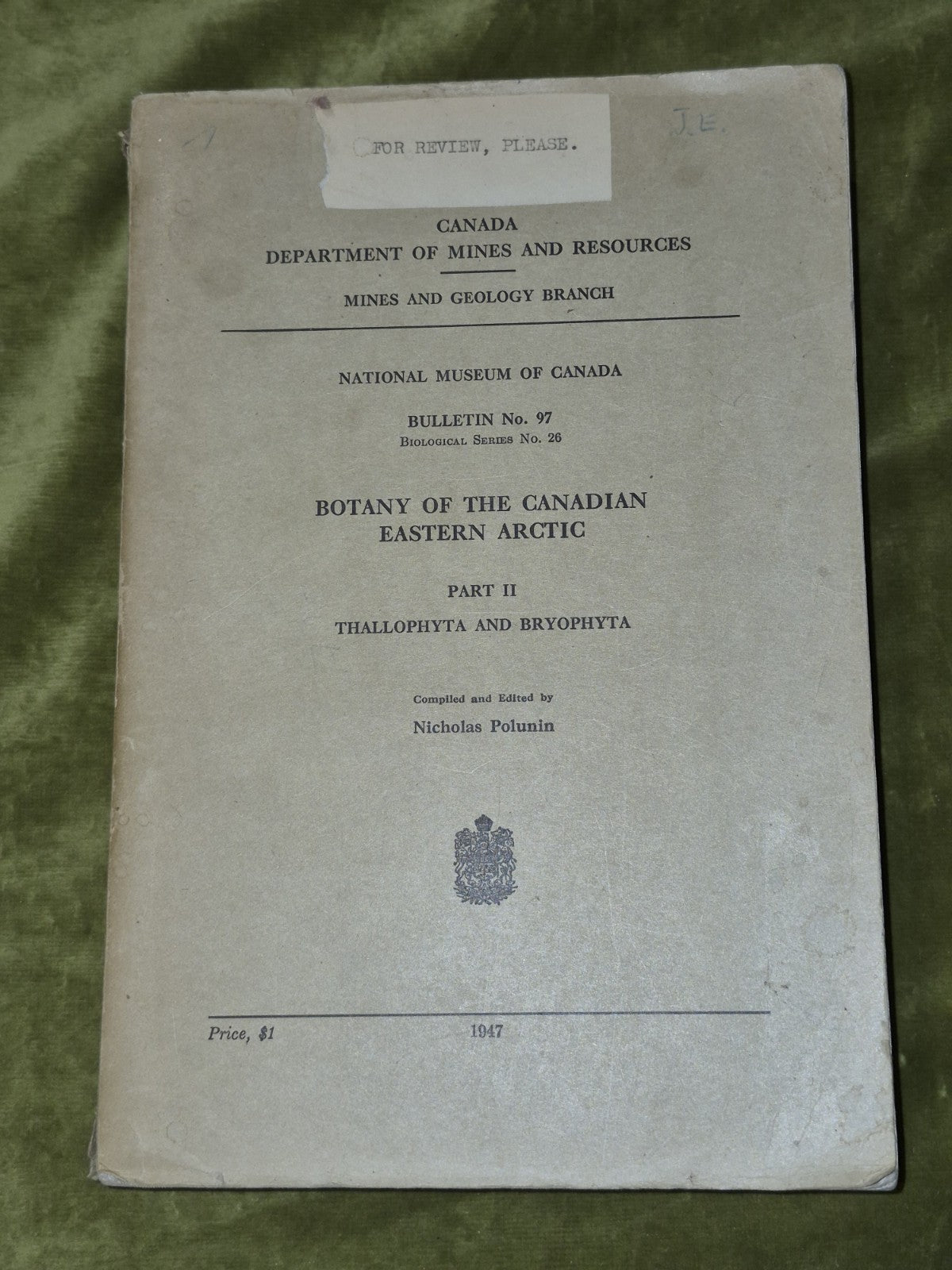 Botany of the Canadian Eastern Actic Part II (1947) National Museum of Canada 970