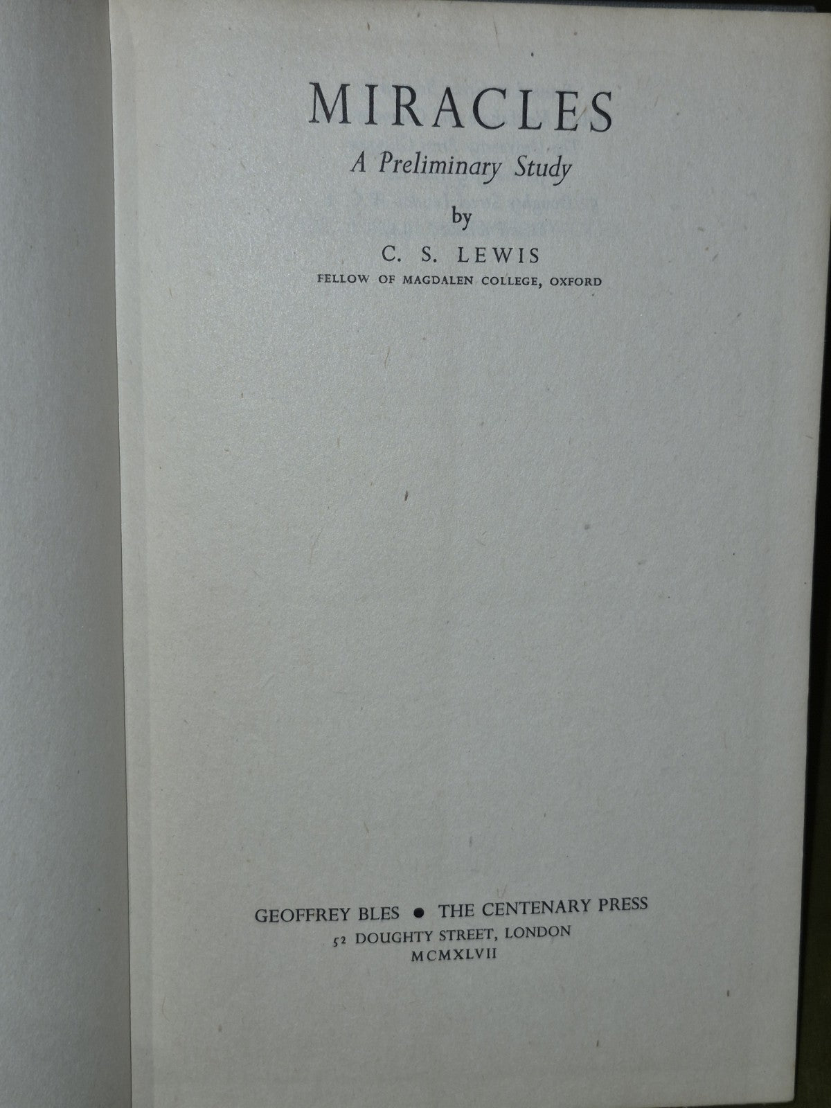 C S Lewis (1947 First Edition) Miracles4