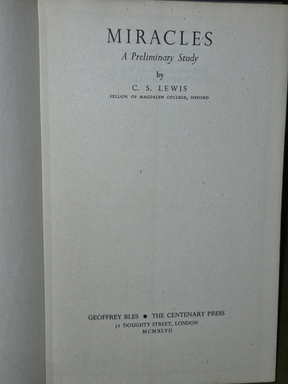 C S Lewis (1947 First Edition) Miracles4