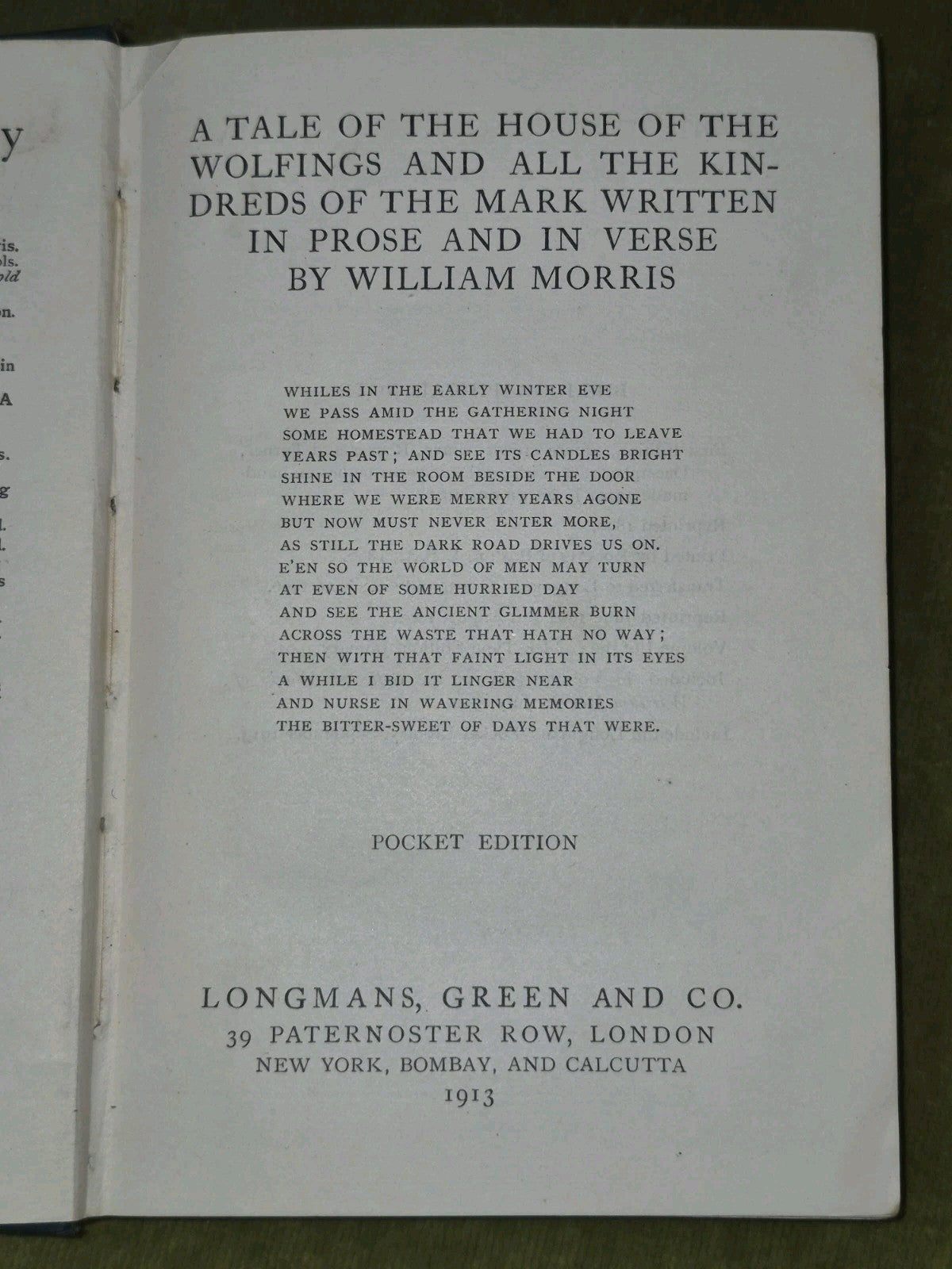 House of the Wolfings William Morris Longmans Green and Co 1913 Pocket Edition6