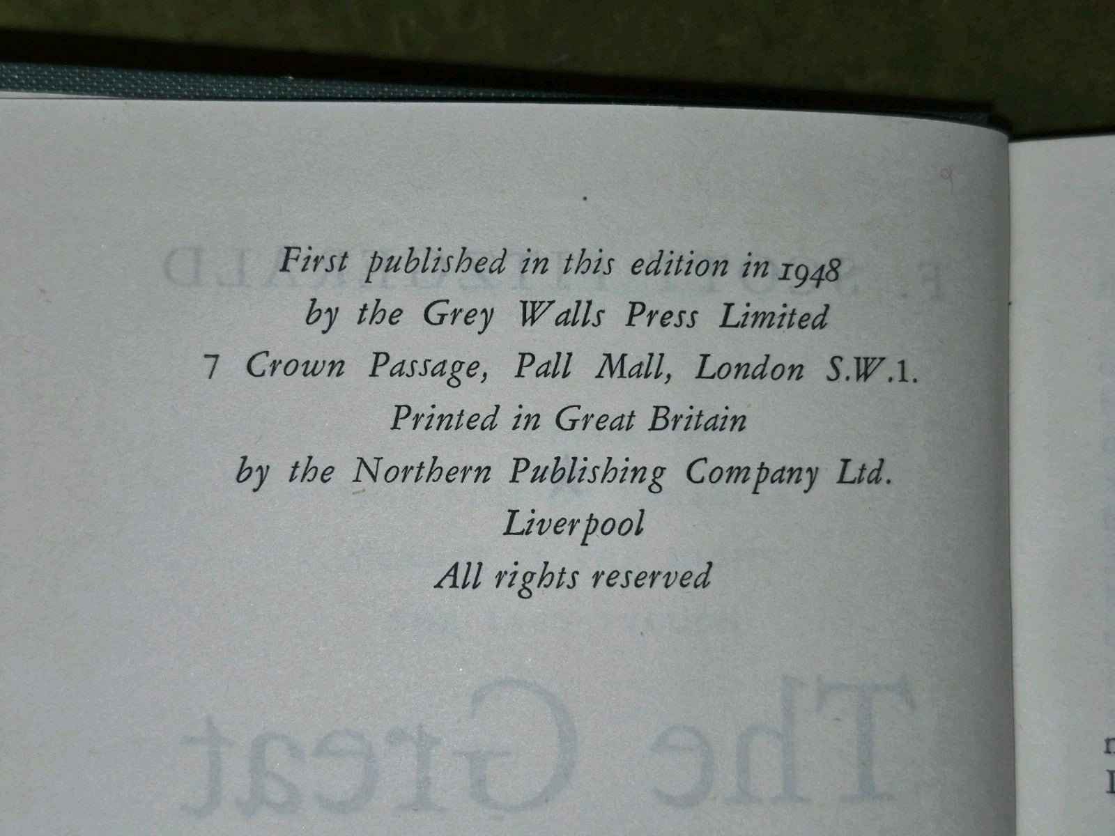 F Scott Fitzgerald The Great Gatsby 1948 The Grey Walls Press First Uk Edition8