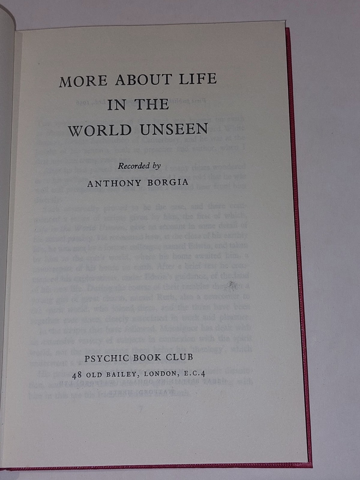 More About Life In The World Unseen By Anthony Borgia 1956 Psychic Book Club 3
