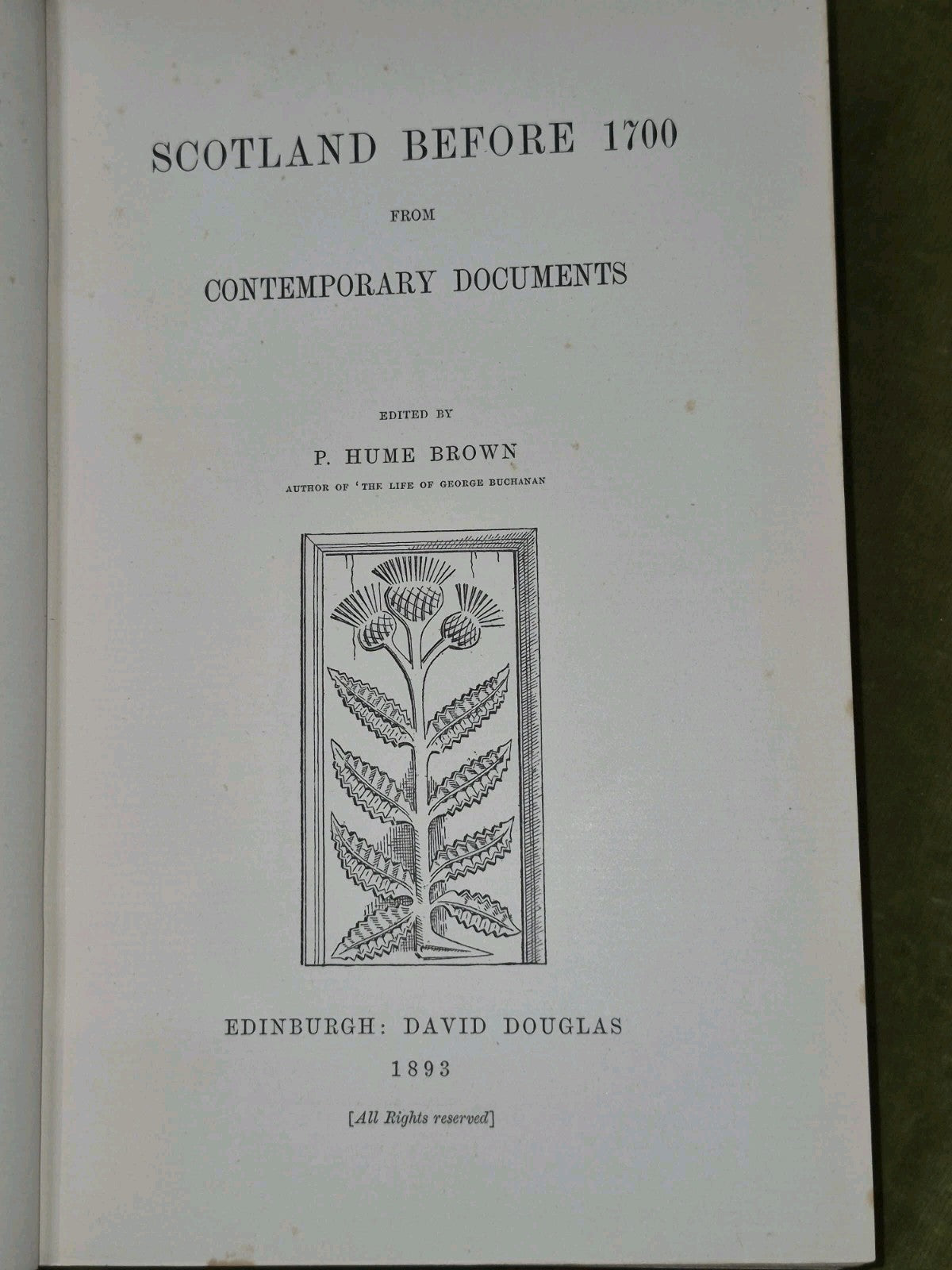Scotland Before 1700 From Contemporary Documents Hume Brown David Douglas 18915