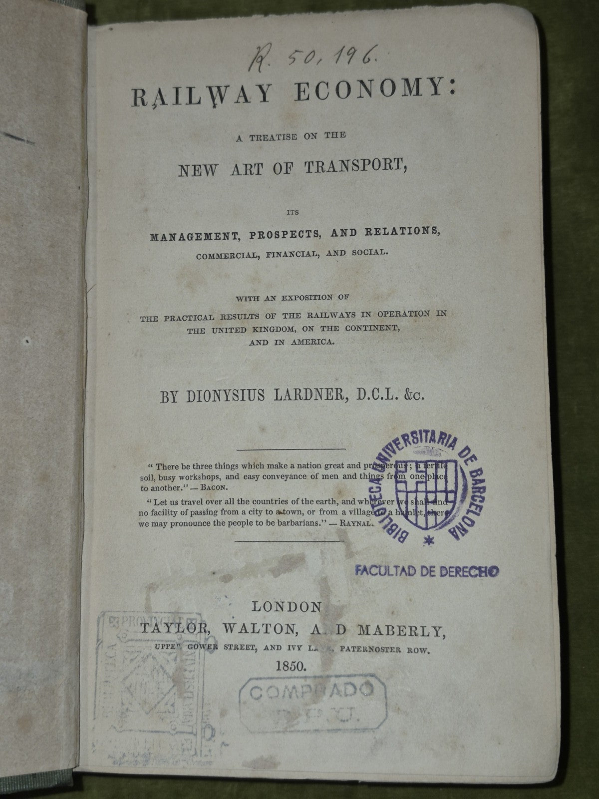 Railway Economy New Art of Transport Dionysisus Lardner 1850 First UK Edition 3