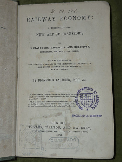 Railway Economy New Art of Transport Dionysisus Lardner 1850 First UK Edition 3