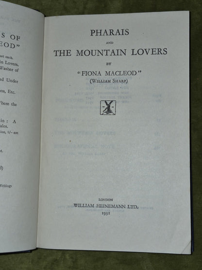 Fiona MacLeod William Sharp - Pharais & The Mountain Lovers 19315