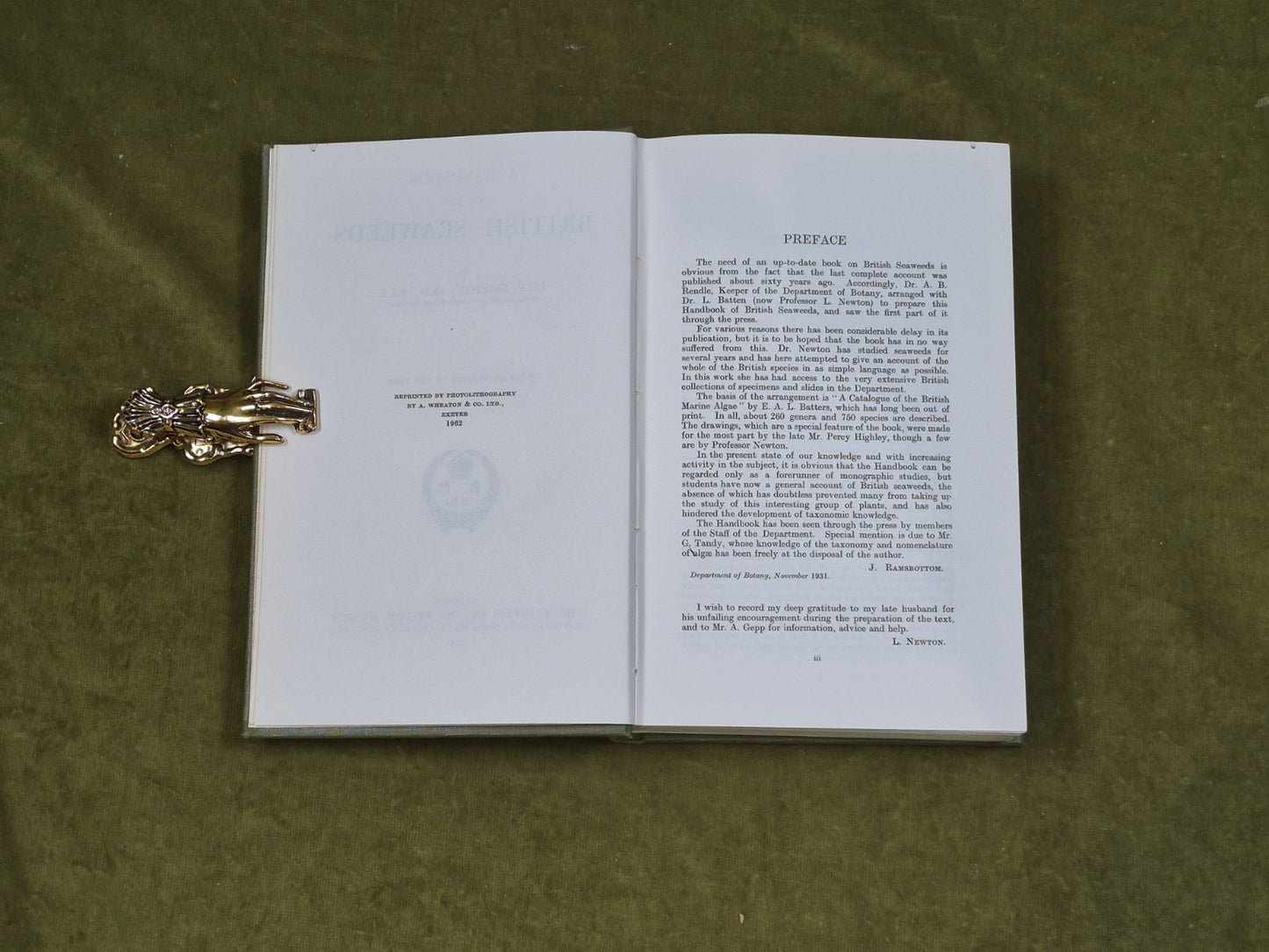 A Handbook of the British Seaweeds Lily Newton , British Museum 19625