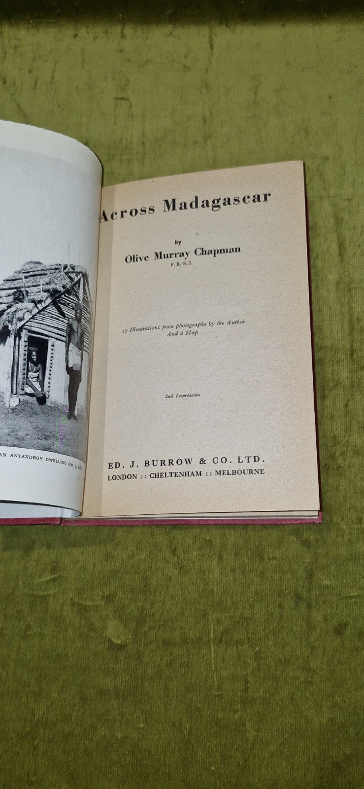 Across Madagascar by Olive Murray Chapman [Burrow] 1st ed 2nd imp hb book3