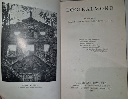 Logiealmond The Place And Its People By David M. Forrester. 1944 1st Edition.6