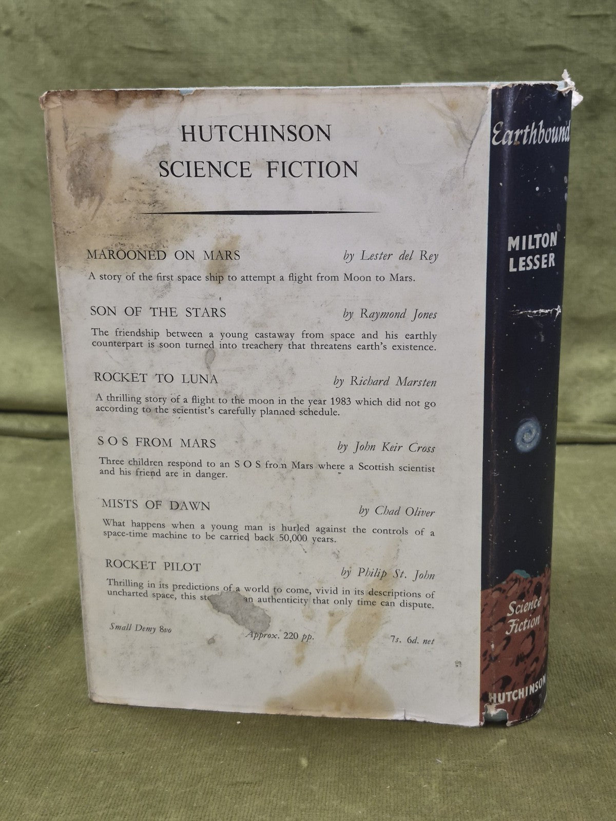 MILTON LESSER EARTHBOUND Hutchinson FIRST EDITION HB DW Science Fiction1