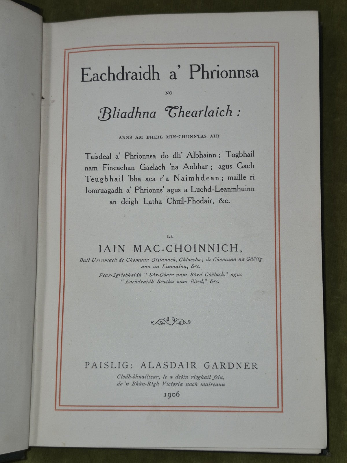 Eachdraidh a Phrionnsa no Bliadhna Thearlaich 1906 Iain Mac-Choinnich4