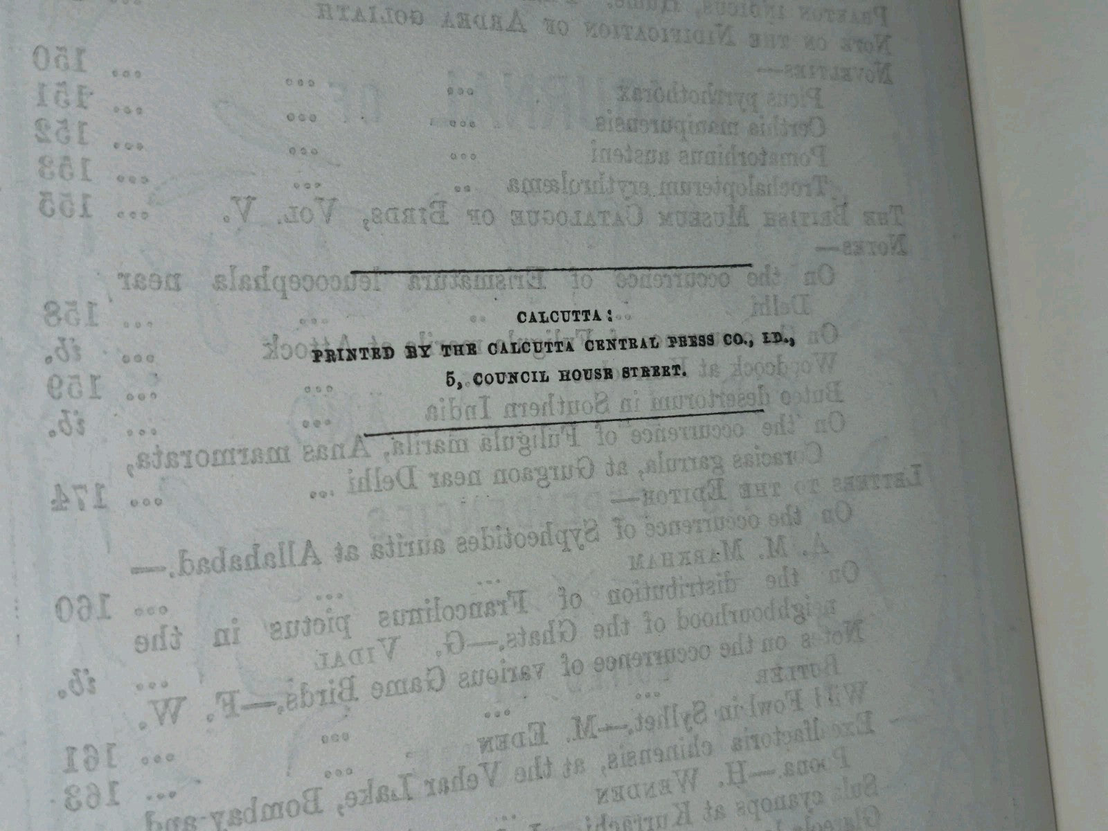 Stray Feathers Ornithology in India volume 10 X Calcutta Central Press7