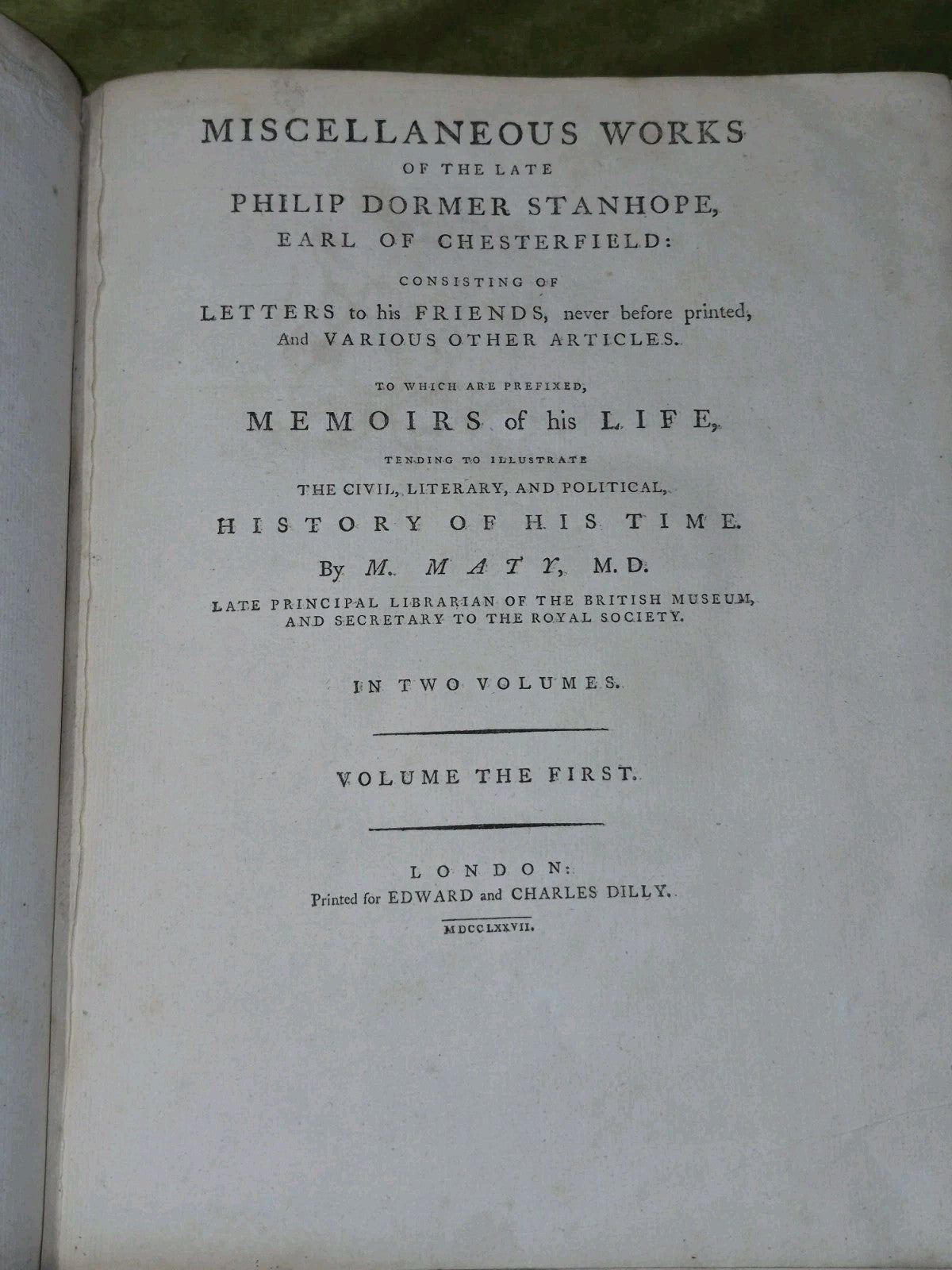 1777 2vol Miscellaneous Works of Philip Dormer Stanhope First Edition8