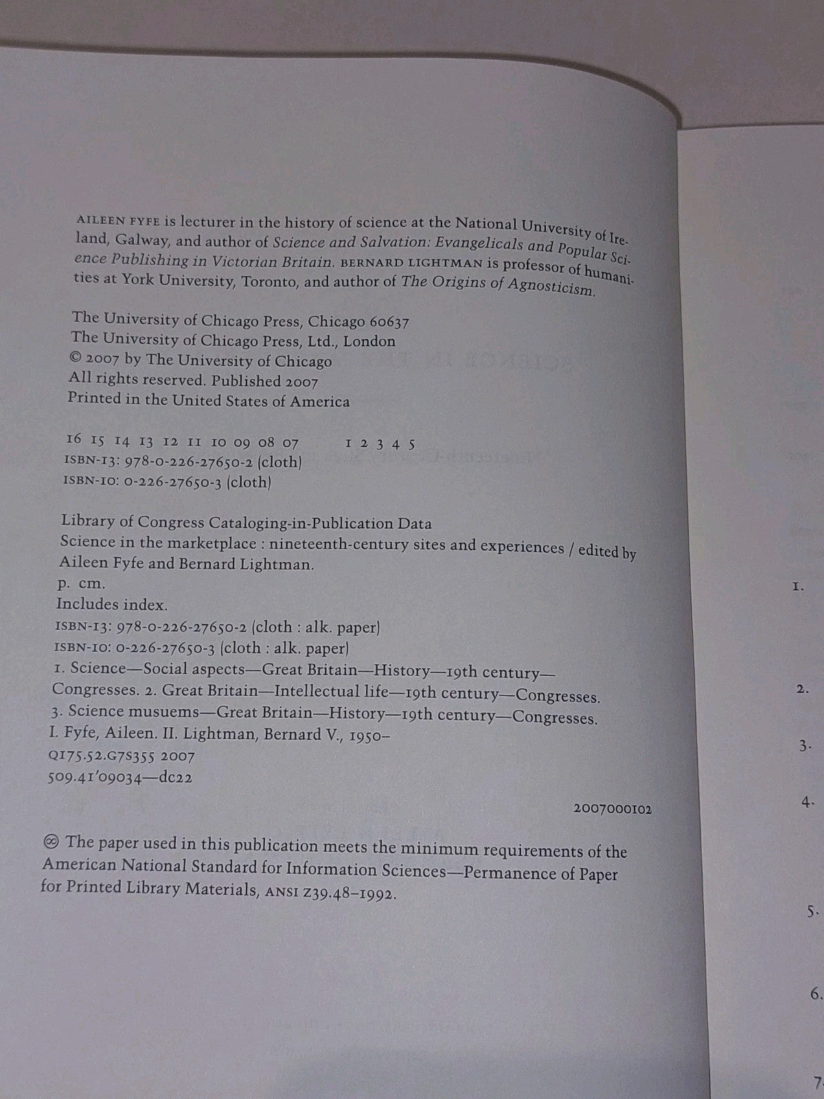 Science in the Marketplace : NineteenthCentury Sites and Experience Hb Book4