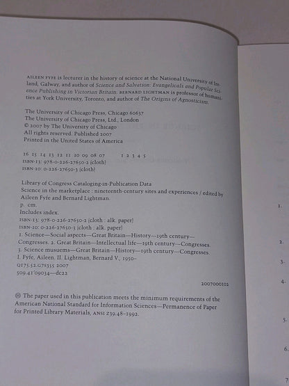 Science in the Marketplace : NineteenthCentury Sites and Experience Hb Book4