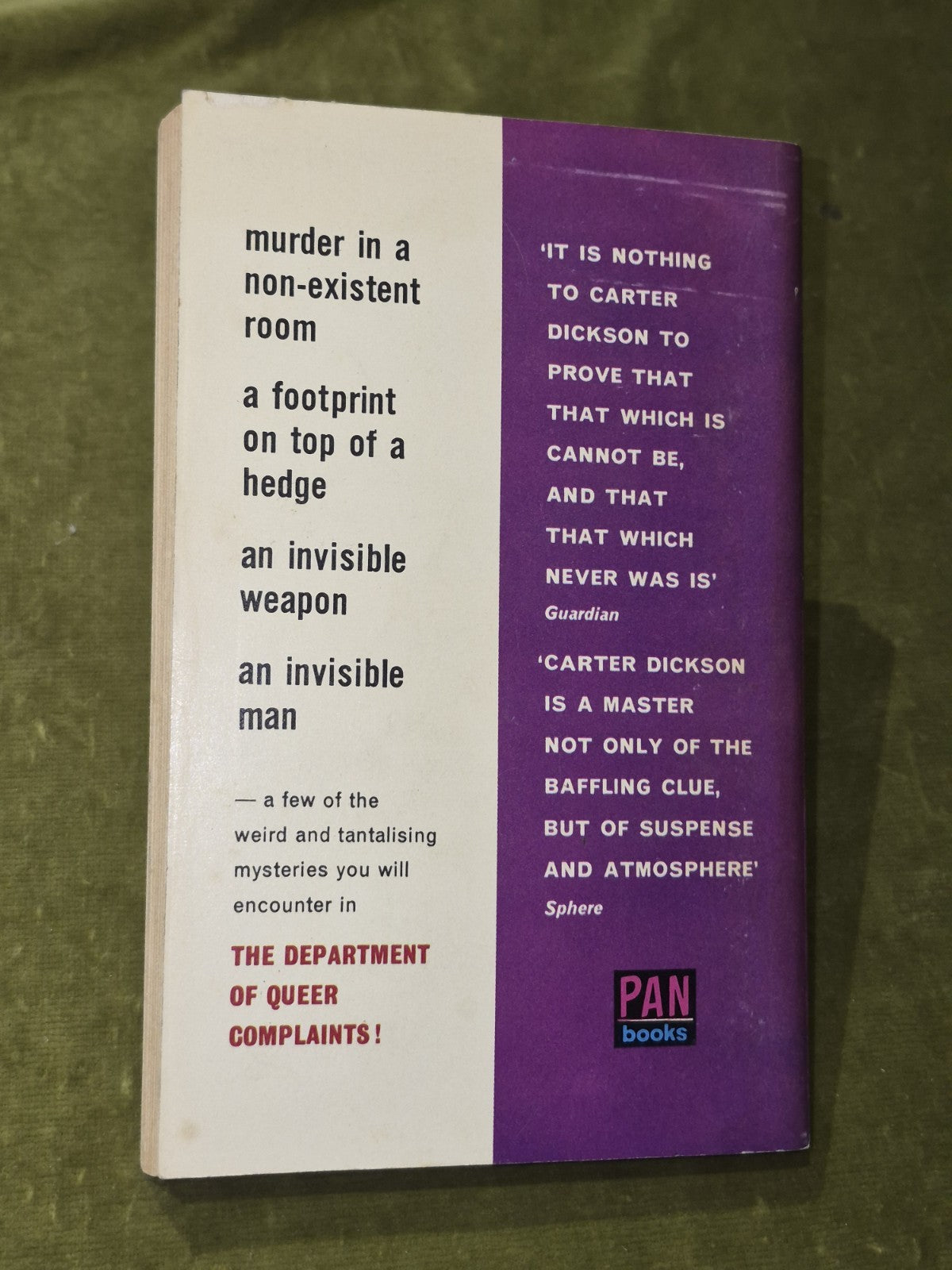 Carter Dickson Department of Queer Complaints Pan 19632