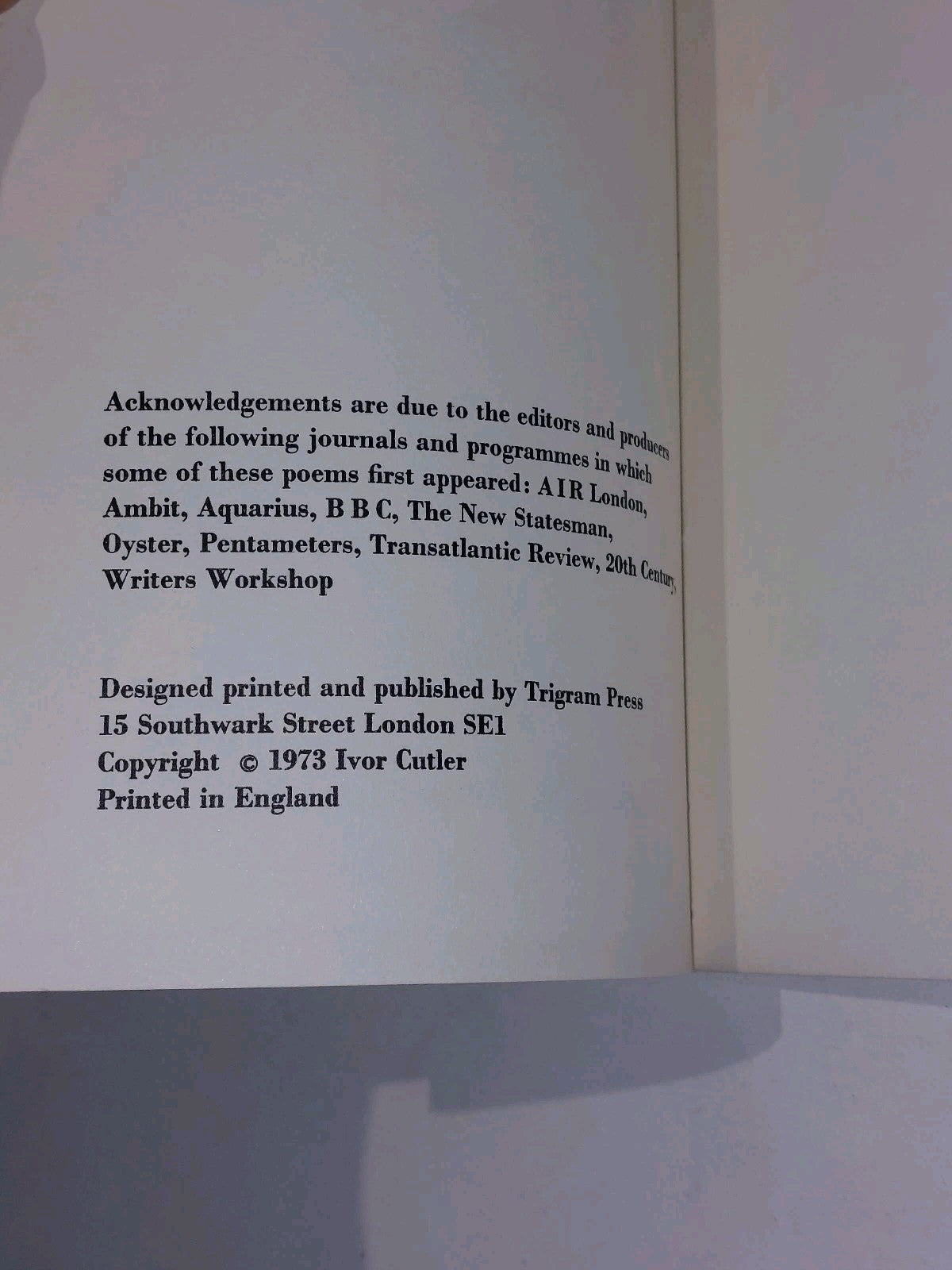 Many Flies Have Feathers By Ivor Cutler (1973) 1st Ed [Trigram Press] Pb Book5