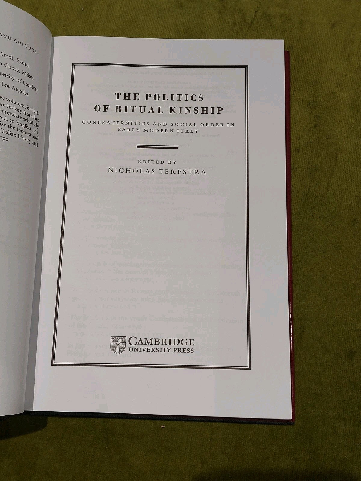 The Politics of Ritual Kinship : Confraternities & Social Order - Terpstra 20003