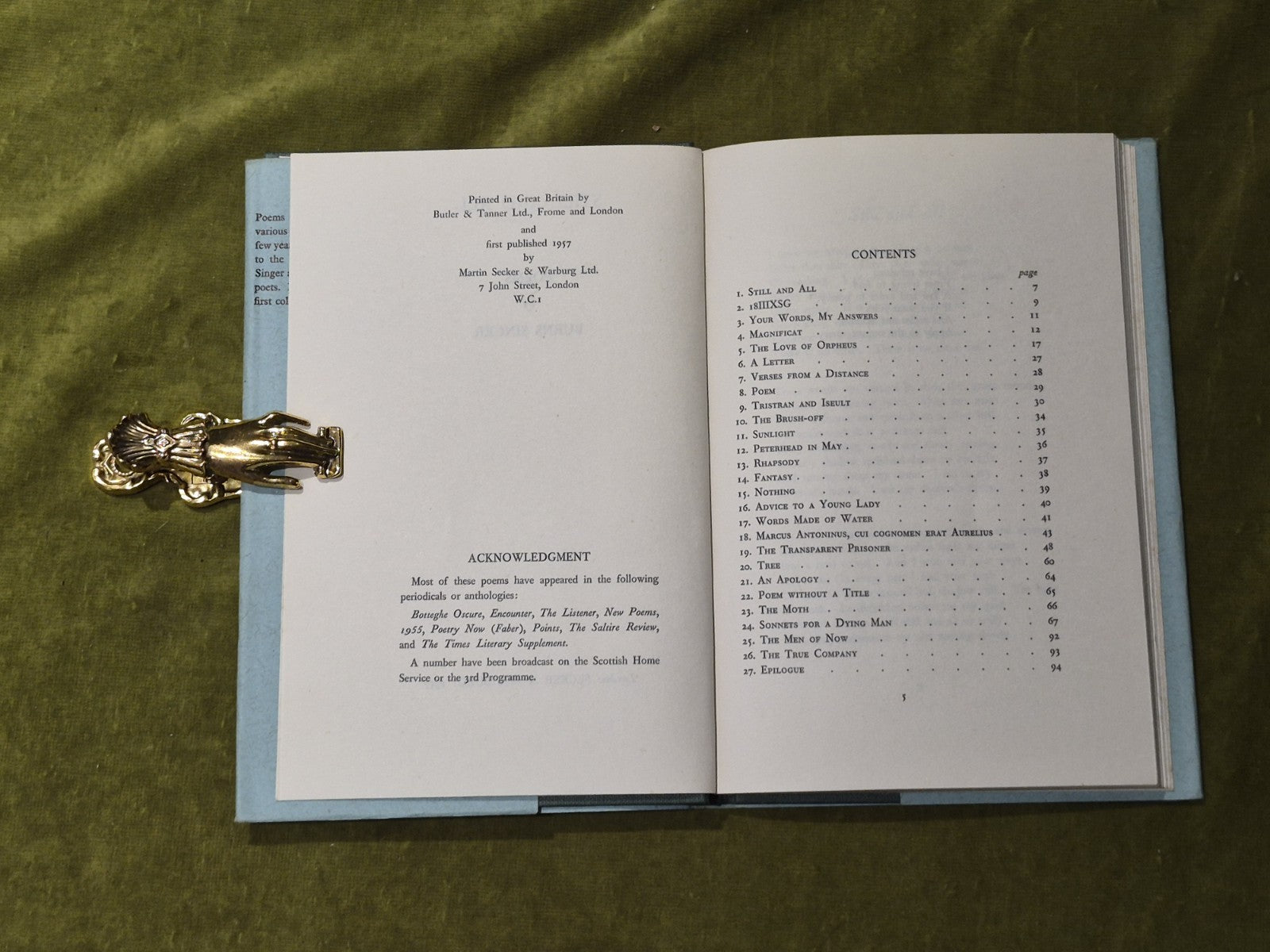 Still and All: Poems - Burns Singer - 1st Edition - HB DJ5
