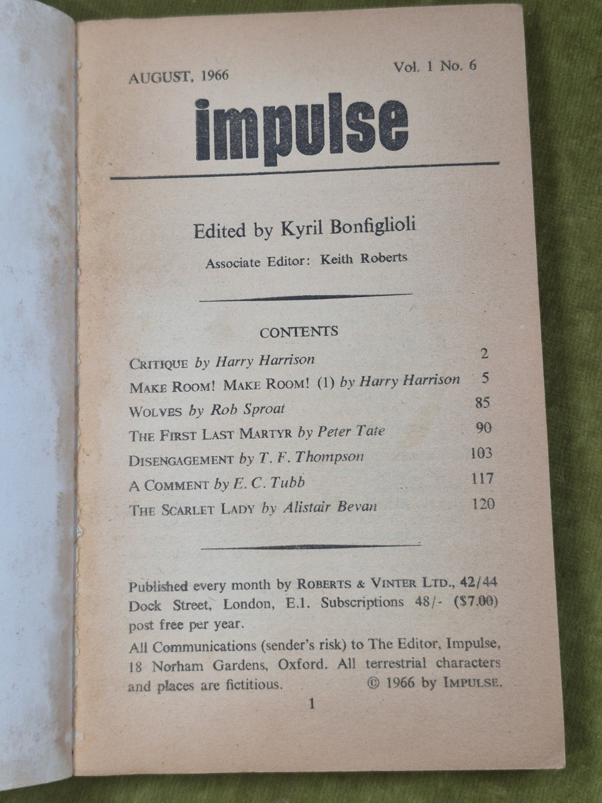Harry Harrison Make Room! Make Room! 1966 sf impulse 4