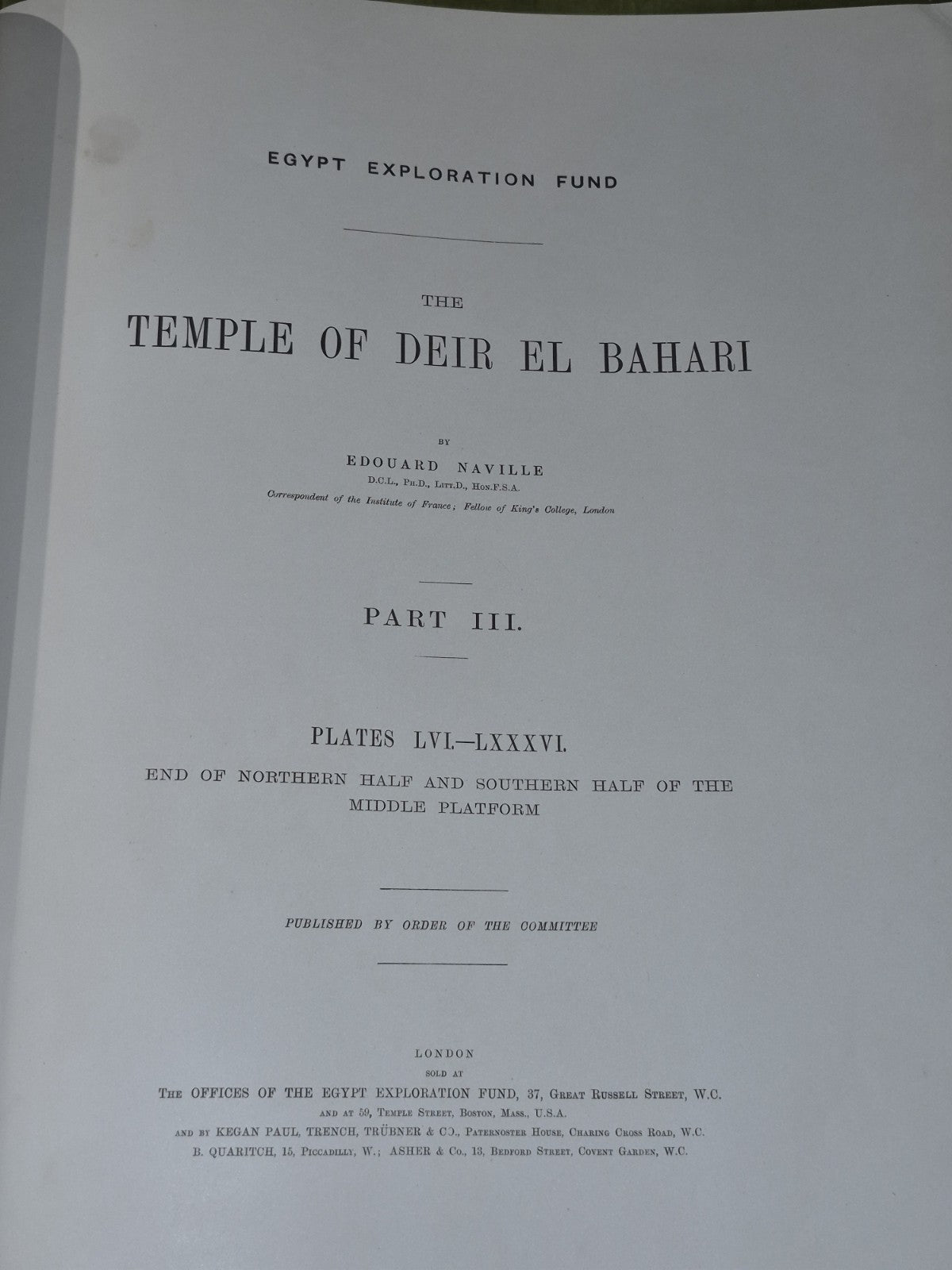 The Temple of Deir El Bahari Edouard Naville Part III 18985