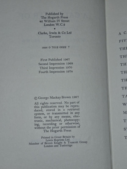 A Calendar of Love George Mackay Brown Hogarth Press First Ed. Fourth Impression5