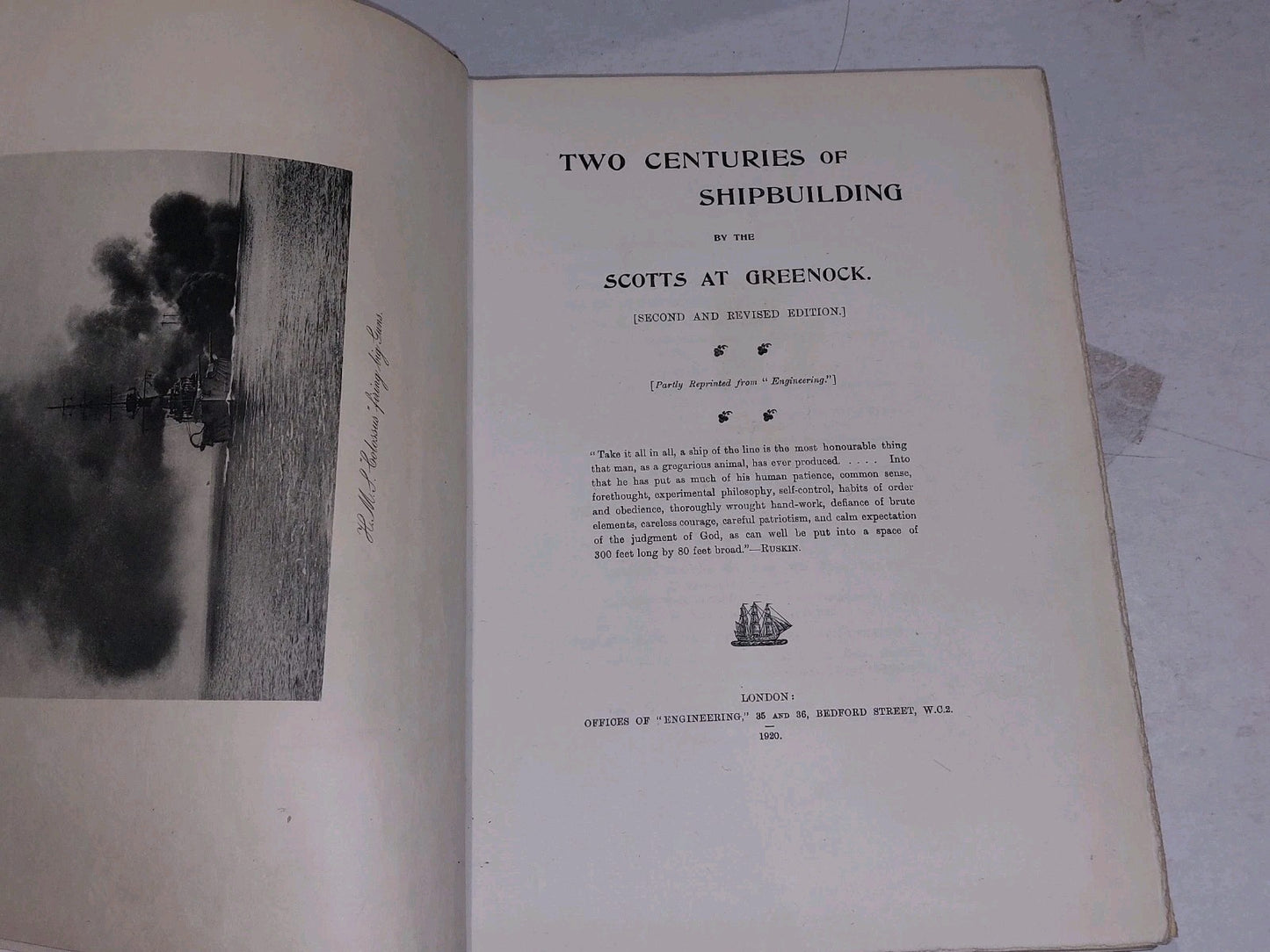 Two Centuries Of Ship Building. Scotts At Greenock. 1920 Hbk.4