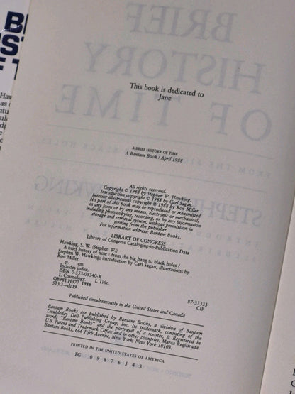 A Brief History of Time by Stephen Hawking 1st/3rd US Edition (Hardcover, 1988)6