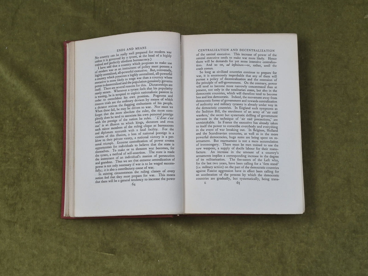 ENDS AND MEANS - Aldous Huxley Chatto & Windus 1937 First Ed, 1st Imp5