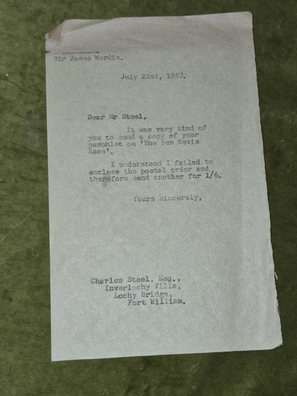 The Ben Nevis Race by Charles Steel (1956) with Sir James Wordie letters6