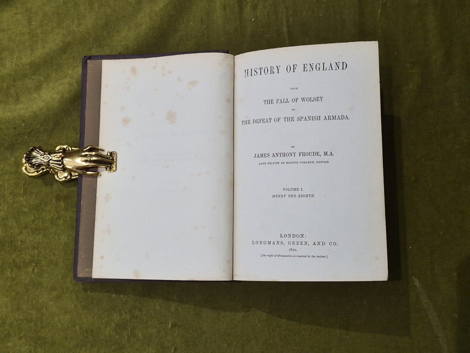 Froude's History of England in 12 Volumes - Longmans 18704