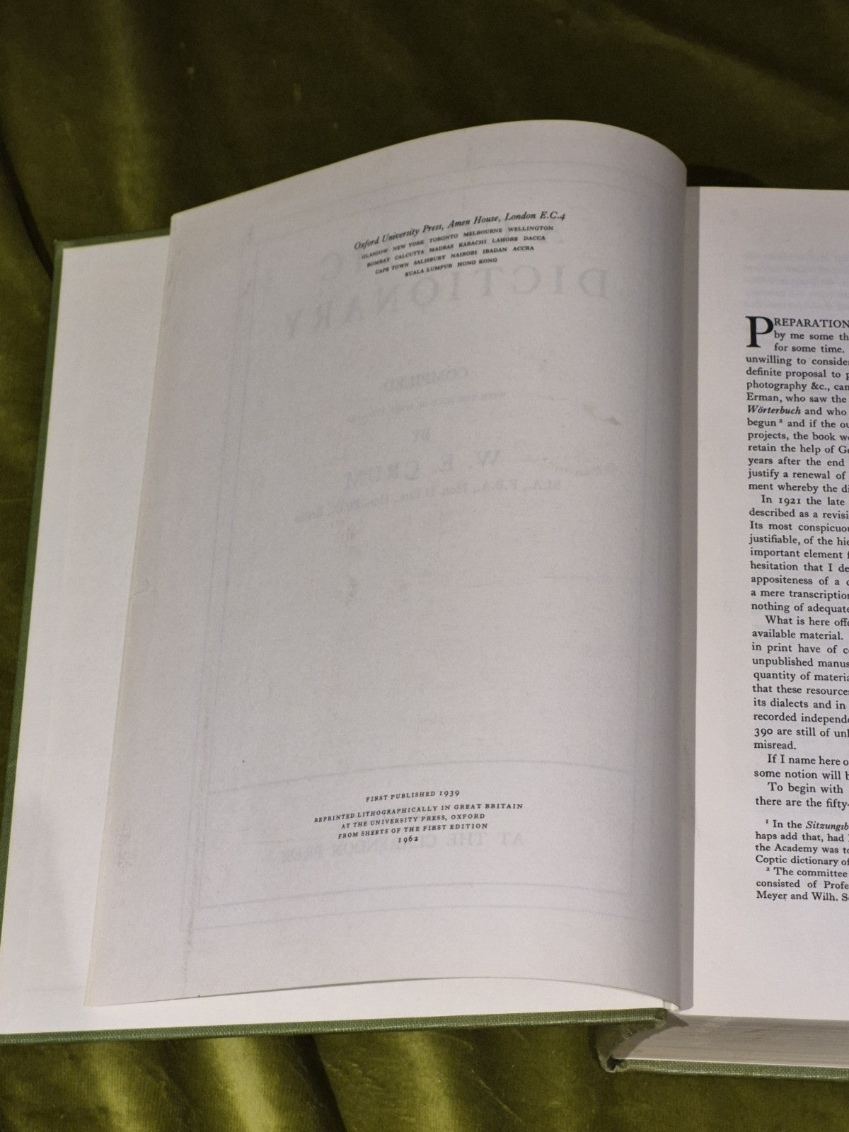 A Coptic Dictionary. W. E. Crum 1962 Hardback.5