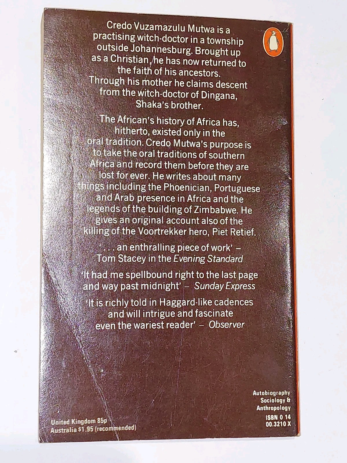 My People - Credo Mutwa. Writings Of A Zulu Witch Doctor-out of Print PB  1977 2