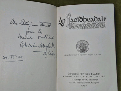 An Laoidheadair 1935 Church of Scotland SIGNED by Editor3