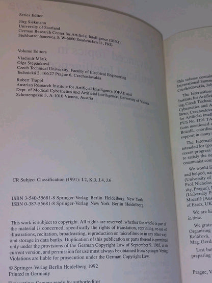 Advanced Topics in Artificial Intelligence: Stepankova, Marik, Trappl 19923