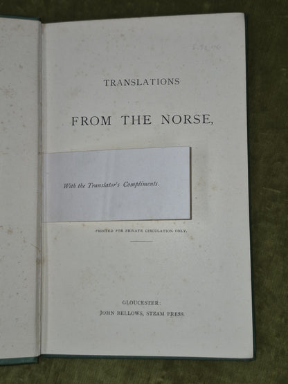 Translations from the Norse B S S John Bellows Steam Press Gloucester2