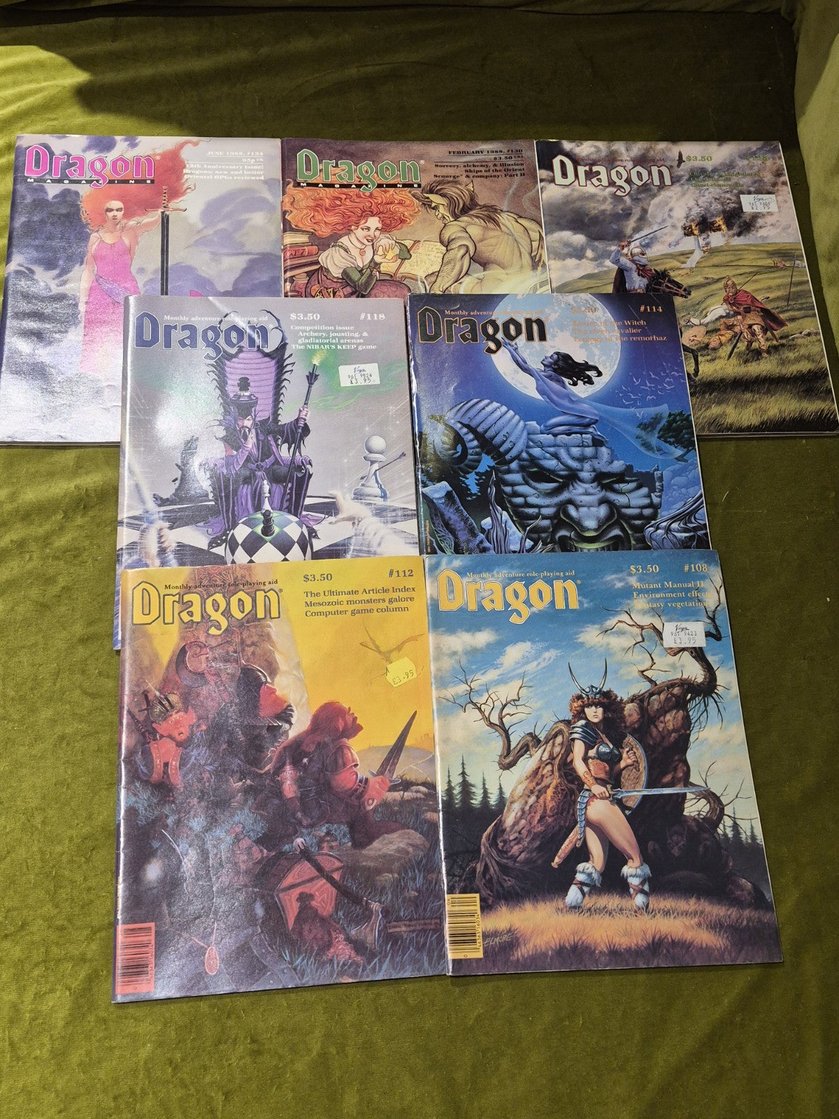 Lot Of 7 Dragon Magazines: Issues 108, 112, 114, 118, 125, 130, 1340