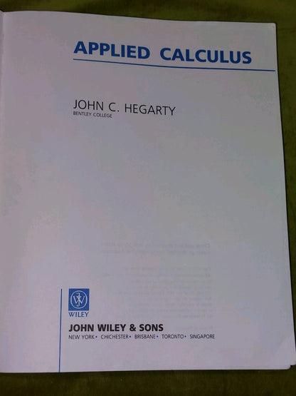 Applied CalculusJohn C. Hegarty (1990)3