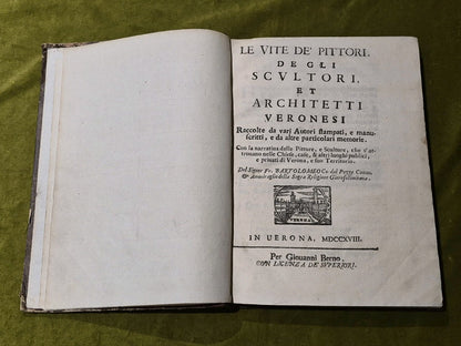 Le Vite dei Pittori Scultori et Architetti Veronesi - 1743 antiquarian hardcover0
