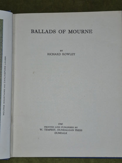 Ballads of Mourne 1940 Richard Rowley W Tempest Dundalgan Press3