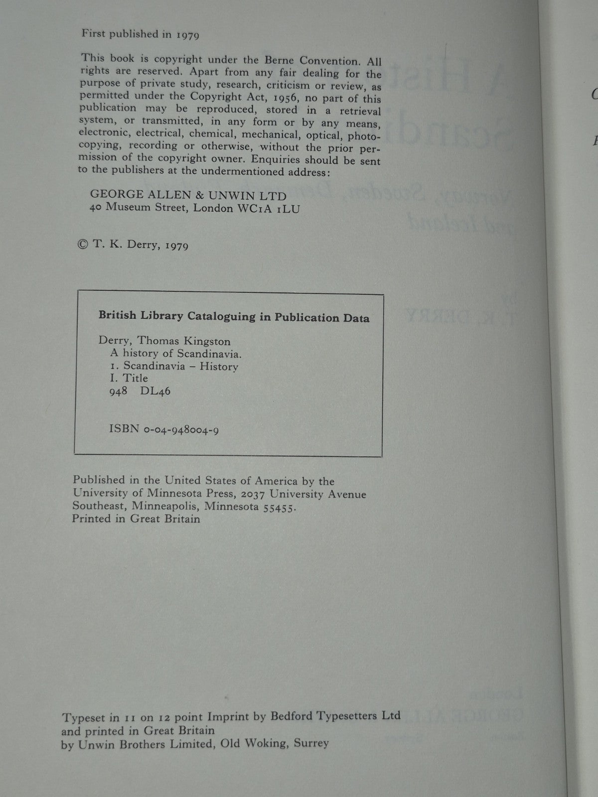 T.K. Derry A History of Scandinavia 1979 HB Nordic History Book COA7